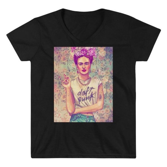 Frida Kahlo Daft Punk Women Graphic Tee - Picture 1 of 3